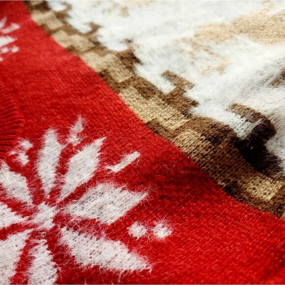 NEW Women's Red Snowflake Print Crewneck Sweater Dress Reindeer Winter, Size S - Picture 6 of 8
